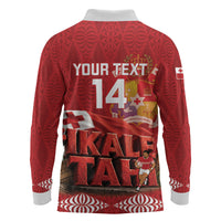 Tonga Rugby Custom Long Sleeve Polo Shirt 2026 Go Ikale Tahi Ngatu Pattern LT14 - Polynesian Pride