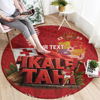 Tonga Rugby Custom Round Carpet 2026 Go Ikale Tahi Ngatu Pattern LT14 - Polynesian Pride