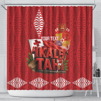 Tonga Rugby Custom Shower Curtain 2026 Go Ikale Tahi Ngatu Pattern LT14 - Polynesian Pride