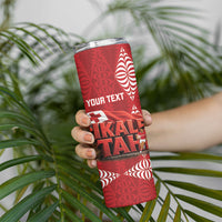 Tonga Rugby Custom Skinny Tumbler 2026 Go Ikale Tahi Ngatu Pattern LT14 - Polynesian Pride