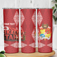 Tonga Rugby Custom Skinny Tumbler 2026 Go Ikale Tahi Ngatu Pattern LT14 - Polynesian Pride