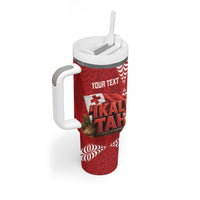 Tonga Rugby Custom Tumbler With Handle 2026 Go Ikale Tahi Ngatu Pattern LT14 - Polynesian Pride