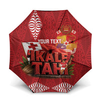 Tonga Rugby Custom Umbrella 2026 Go Ikale Tahi Ngatu Pattern LT14 One Size Folded 11.42 inch Opened Diameter 37.4 inch Red - Polynesian Pride