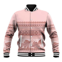 Pastel Pink Samoa Siapo Teuila Flowers Baseball Jacket - Polynesian Pride