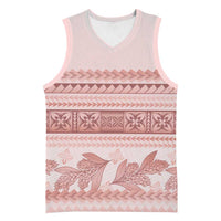 Pastel Pink Samoa Siapo Teuila Flowers Basketball Jersey - Polynesian Pride