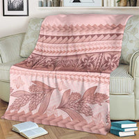 Pastel Pink Samoa Siapo Teuila Flowers Blanket - Polynesian Pride