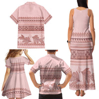 Pastel Pink Samoa Siapo Teuila Flowers Family Matching Tank Maxi Dress and Hawaiian Shirt - Polynesian Pride