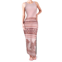 Pastel Pink Samoa Siapo Teuila Flowers Family Matching Tank Maxi Dress and Hawaiian Shirt - Polynesian Pride