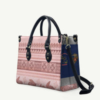 Pastel Pink Samoa Siapo Teuila Flowers Leather Bag - Polynesian Pride