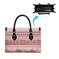 Pastel Pink Samoa Siapo Teuila Flowers Leather Bag - Polynesian Pride