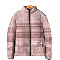 Pastel Pink Samoa Siapo Teuila Flowers Padded Jacket - Polynesian Pride