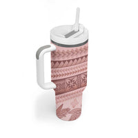Pastel Pink Samoa Siapo Teuila Flowers Tumbler With Handle LT14 - Polynesian Pride
