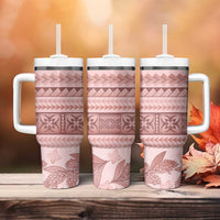 Pastel Pink Samoa Siapo Teuila Flowers Tumbler With Handle LT14 - Polynesian Pride