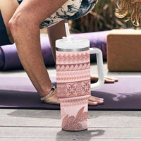 Pastel Pink Samoa Siapo Teuila Flowers Tumbler With Handle LT14 - Polynesian Pride