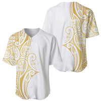 Polynesia White Sunday Baseball Jersey Plumeria Polynesian Tribal Gold Color - Polynesian Pride