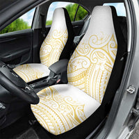 Polynesia White Sunday Car Seat Cover Plumeria Polynesian Tribal Gold Color - Polynesian Pride