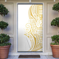 Polynesia White Sunday Door Cover Plumeria Polynesian Tribal Gold Color - Polynesian Pride
