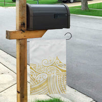 Polynesia White Sunday Garden Flag Plumeria Polynesian Tribal Gold Color - Polynesian Pride