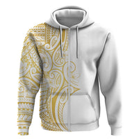 Polynesia White Sunday Hoodie Plumeria Polynesian Tribal Gold Color - Polynesian Pride