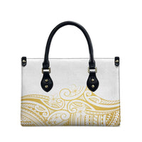 Polynesia White Sunday Leather Bag Plumeria Polynesian Tribal Gold Color - Polynesian Pride
