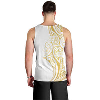 Polynesia White Sunday Men Tank Top Plumeria Polynesian Tribal Gold Color - Polynesian Pride