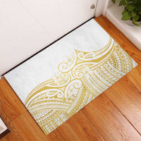 Polynesia White Sunday Rubber Doormat Plumeria Polynesian Tribal Gold Color - Polynesian Pride