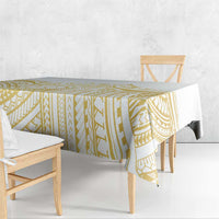 Polynesia White Sunday Tablecloth Plumeria Polynesian Tribal Gold Color - Polynesian Pride
