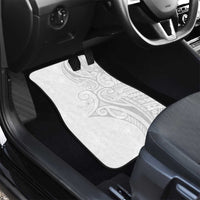 Polynesia White Sunday Car Mats Plumeria Polynesian Tribal Grey Color - Polynesian Pride