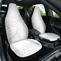 Polynesia White Sunday Car Seat Cover Plumeria Polynesian Tribal Grey Color - Polynesian Pride