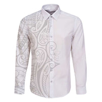 Polynesia White Sunday Family Matching Tank Maxi Dress and Hawaiian Shirt Plumeria Polynesian Tribal Grey Color - Polynesian Pride