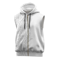 Polynesia White Sunday Sleeveless Zip Hoodie Plumeria Polynesian Tribal Grey Color - Polynesian Pride