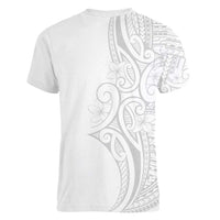 Polynesia White Sunday Women V-Neck T-Shirt Plumeria Polynesian Tribal Grey Color - Polynesian Pride