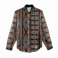 Malo e lelei Tonga Women Casual Shirt Tongan Ngatu Vintage Brown - Polynesian Pride