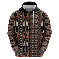 Malo e lelei Tonga Zip Hoodie Tongan Ngatu Vintage Brown - Polynesian Pride