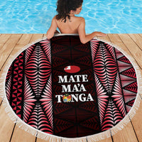 Tonga Rugby Beach Blanket 2025 Mate Maa Tonga Ngatu Motif - Polynesian Pride
