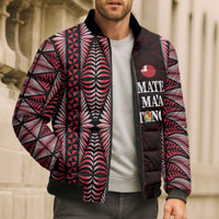 Tonga Rugby Personalised Bomber Puffer Jacket 2025 Mate Maa Tonga Ngatu Motif - Polynesian Pride