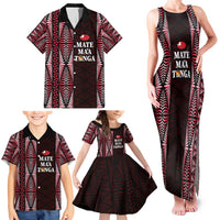 Tonga Rugby Personalised Family Matching Tank Maxi Dress and Hawaiian Shirt 2025 Mate Maa Tonga Ngatu Motif - Polynesian Pride