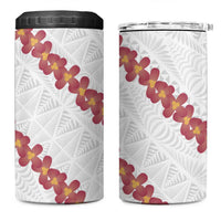 White Sunday Tonga Fakame 4 in 1 Can Cooler Tumbler Tongan Ngatu Heilala Lei - Polynesian Pride