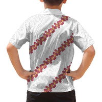 White Sunday Tonga Fakame Family Matching Off The Shoulder Long Sleeve Dress and Hawaiian Shirt Tongan Ngatu Heilala Lei - Polynesian Pride