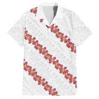 White Sunday Tonga Fakame Family Matching Off The Shoulder Long Sleeve Dress and Hawaiian Shirt Tongan Ngatu Heilala Lei - Polynesian Pride