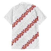 White Sunday Tonga Fakame Family Matching Off Shoulder Maxi Dress and Hawaiian Shirt Tongan Ngatu Heilala Lei - Polynesian Pride