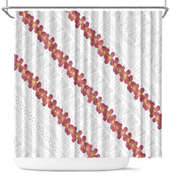 White Sunday Tonga Fakame Shower Curtain Tongan Ngatu Heilala Lei - Polynesian Pride