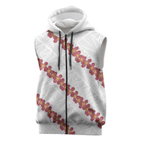 White Sunday Tonga Fakame Sleeveless Zip Hoodie Tongan Ngatu Heilala Lei LT14 White - Polynesian Pride