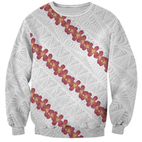 White Sunday Tonga Fakame Sweatshirt Tongan Ngatu Heilala Lei - Polynesian Pride