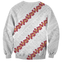 White Sunday Tonga Fakame Sweatshirt Tongan Ngatu Heilala Lei - Polynesian Pride
