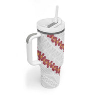 White Sunday Tonga Fakame Tumbler With Handle Tongan Ngatu Heilala Lei - Polynesian Pride