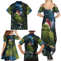 New Zealand Christmas Family Matching Summer Maxi Dress and Hawaiian Shirt Cute Kakapo Meri Kirihimete Maori Koru LT14 - Polynesian Pride