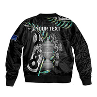 Personalised New Zealand Silver Fern Rugby Sleeve Zip Bomber Jacket Paua Shell With Champions Trophy History NZ Forever LT14 - Polynesian Pride