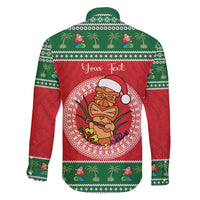 Personalized Hawaii Christmas Family Matching Off Shoulder Maxi Dress and Hawaiian Shirt Tiki Santa Mele Kalikimaka