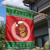 Personalized Hawaii Christmas Garden Flag Tiki Santa Mele Kalikimaka